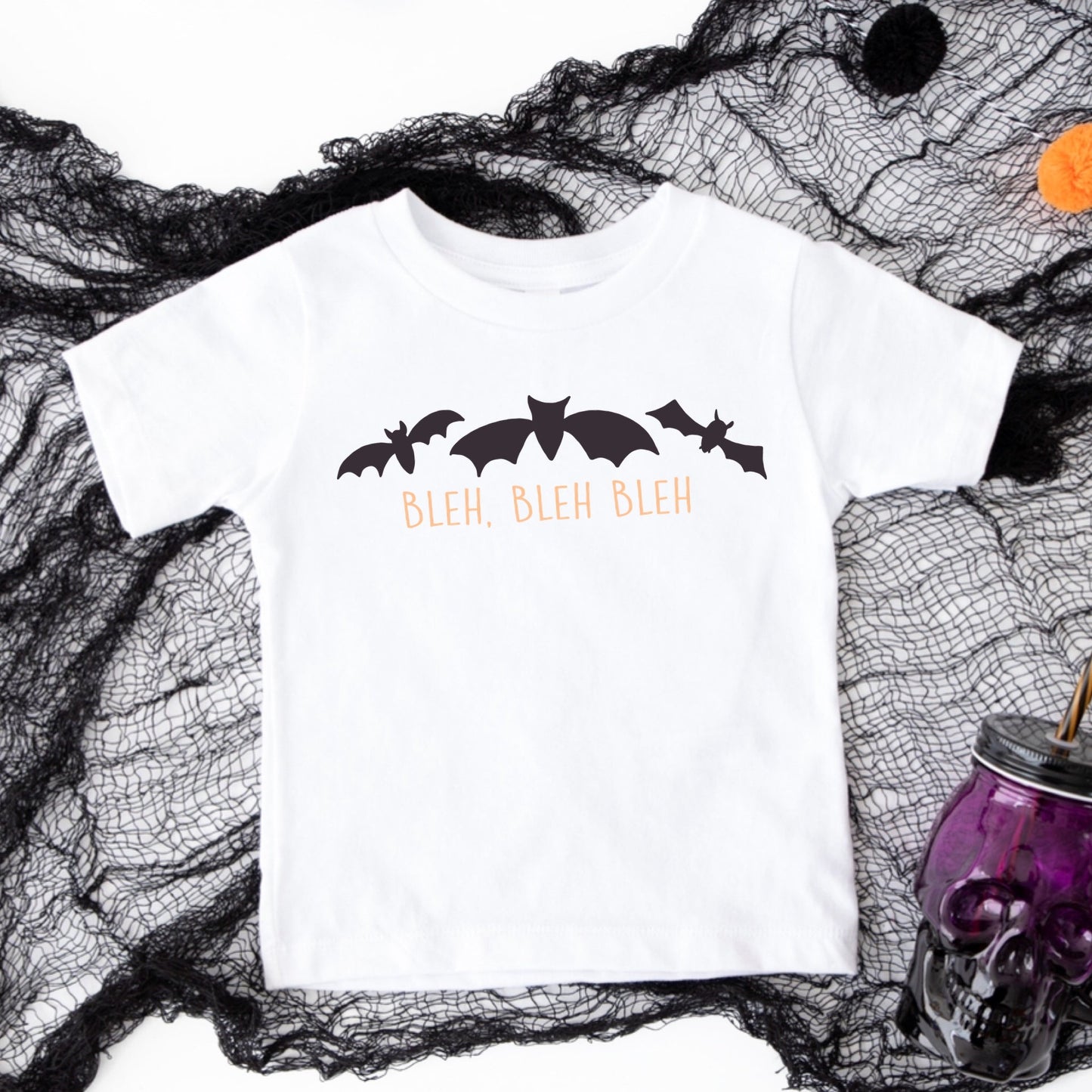 black bat movie inspired DTF transfer with the words Bleh Bleh Bleh