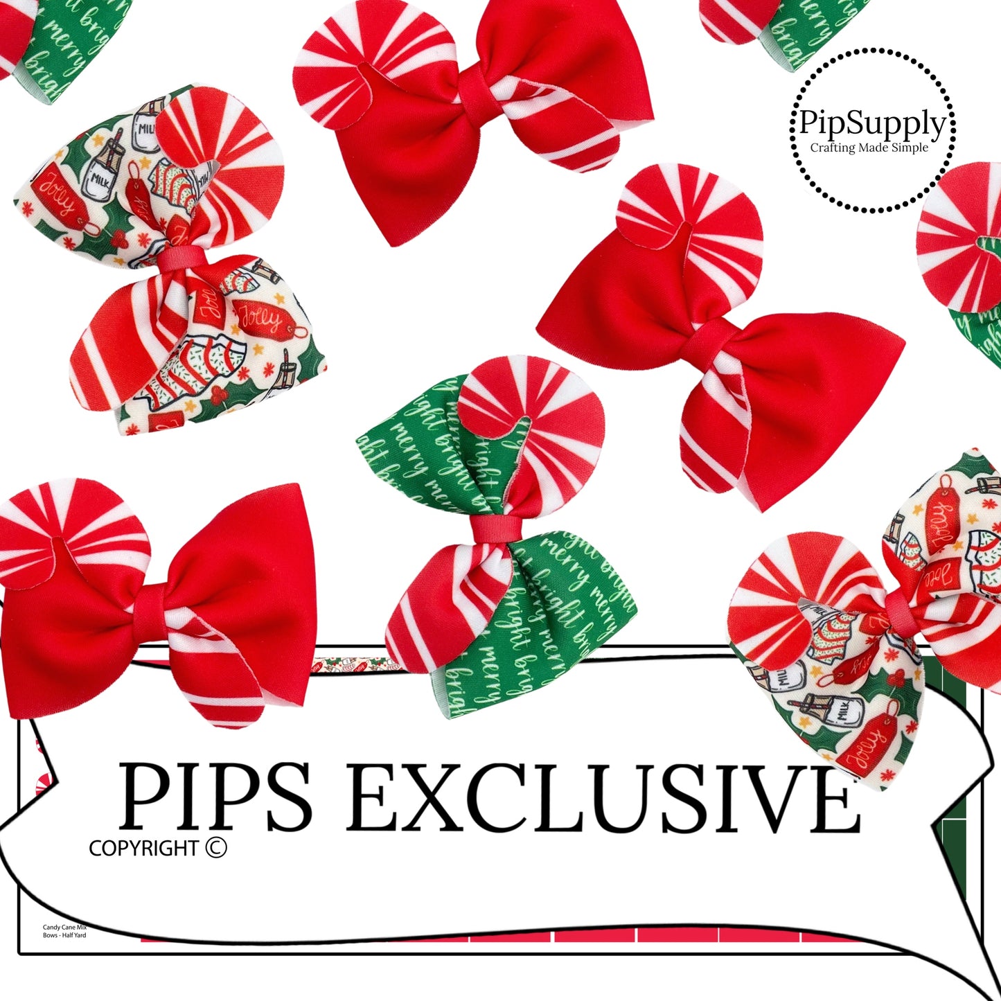 Christmas Goodies Pinwheel Neoprene DIY Hair Bows - PIPS EXCLUSIVE