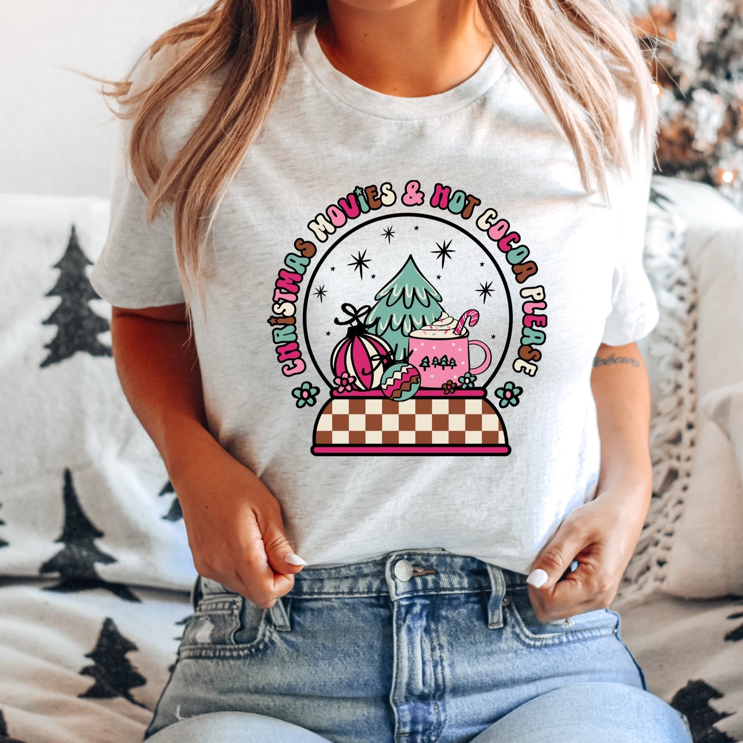 "Christmas Movies & Hot Chocolate " Christmas Iron On Heat Transfer