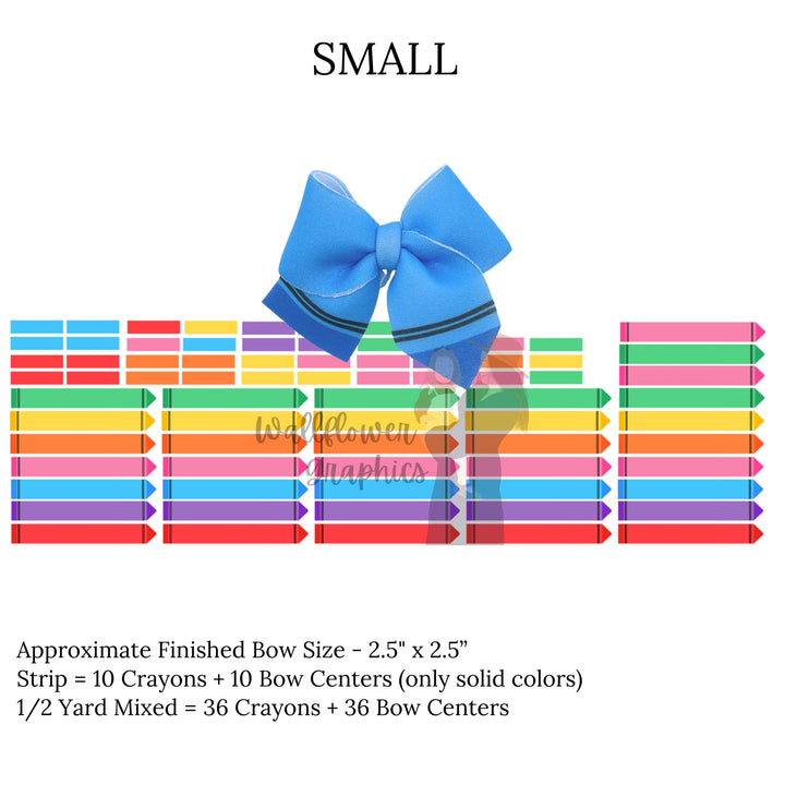 Back to school crayon themed neoprene sailor hair bows - small.