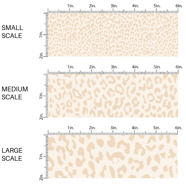 This scale chart of small scale, medium scale, and large scale of this classic leopard pattern themed fabric by the yard features cream colored leopard print. This fun Valentine's Day themed fabric can be used for all your sewing and crafting needs!