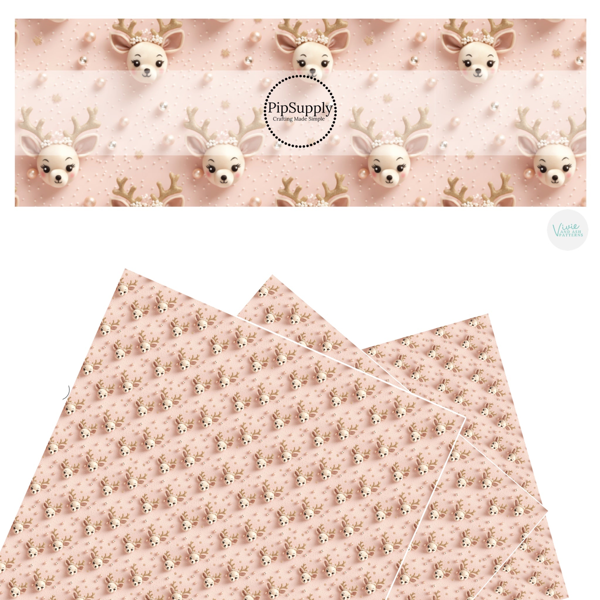 Pink Reindeer Fun Faux Leather Sheets