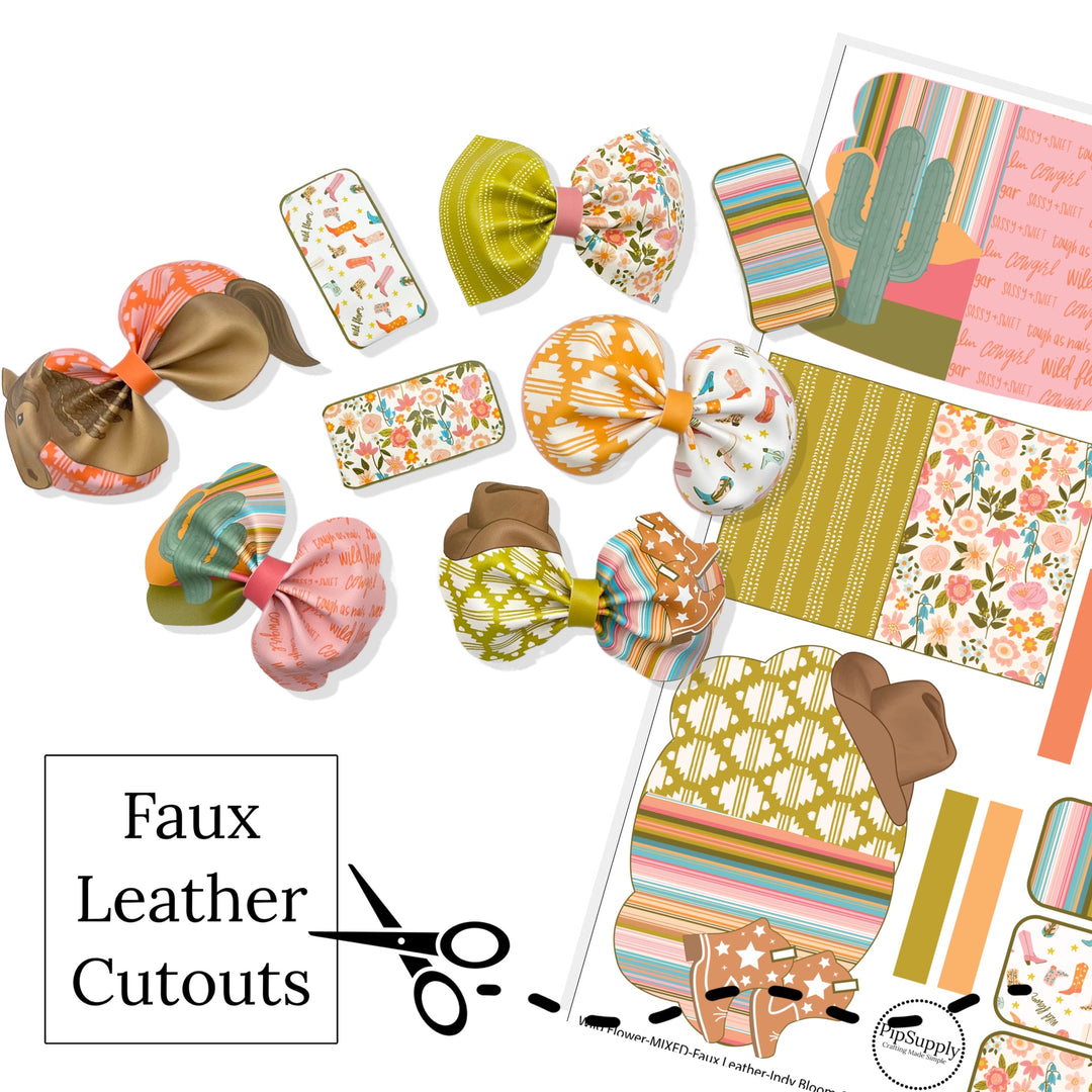 Desert Wildflower Faux Leather DIY Hair Bows & Craft Cutouts