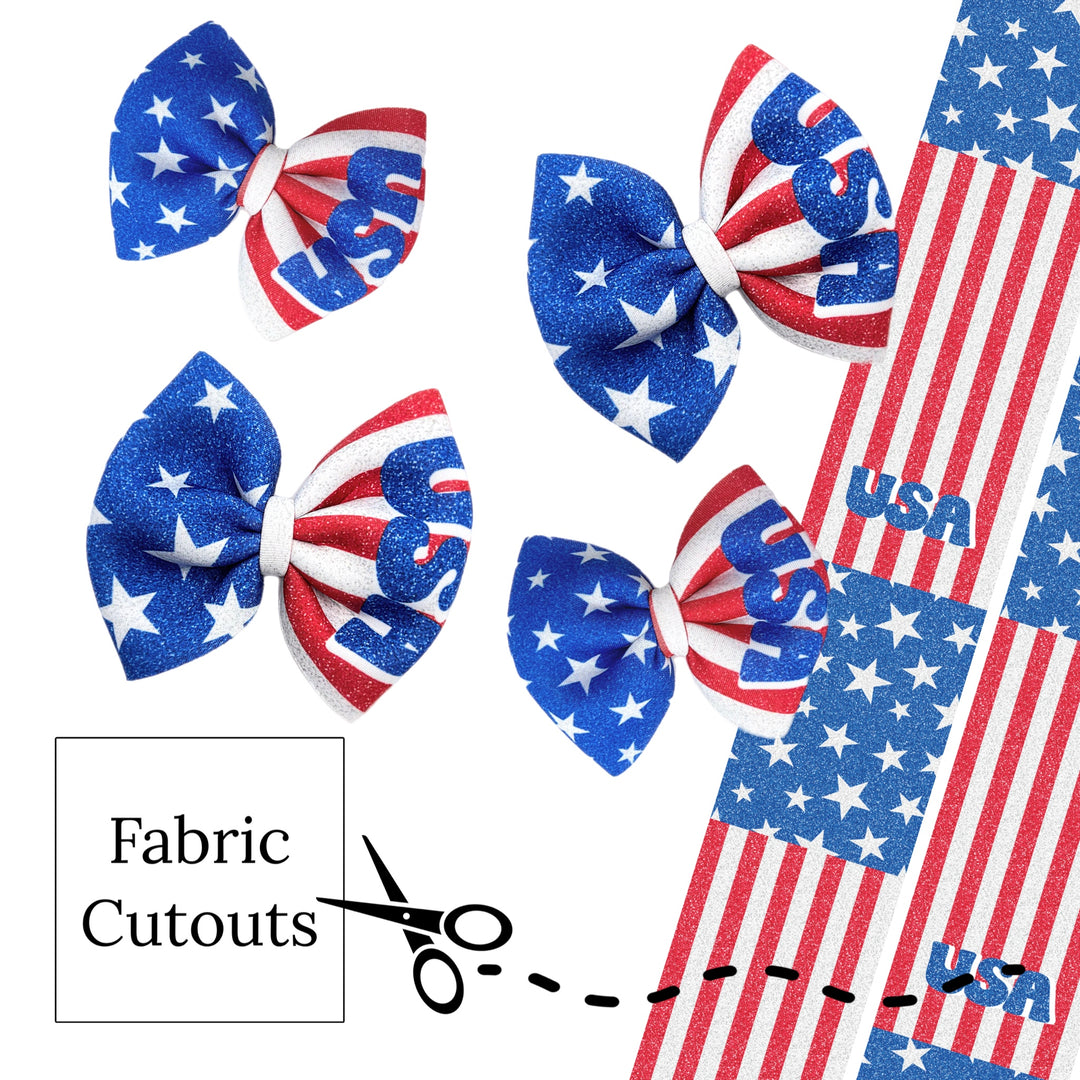 Faux Glitter USA Pinch Fabric DIY Hair Bows