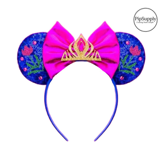 first time in forever blue and pink princess mouse ear headband