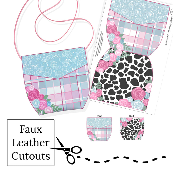 Floral Cow Print Faux Leather Purse Template & DIY Kit