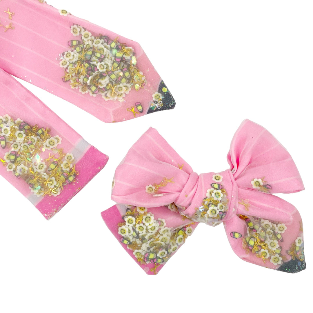 READY TO SHIP-Pre-filled Back to School Pencil Sheer Shaker JB Effortless Bow Strips - Closed Edge