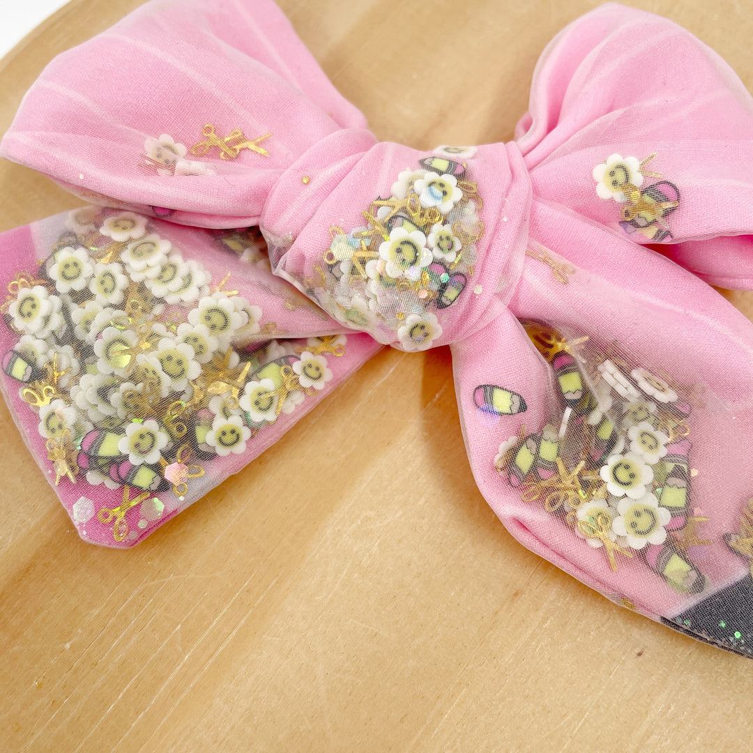 READY TO SHIP-Pre-filled Back to School Pencil Sheer Shaker JB Effortless Bow Strips - Closed Edge