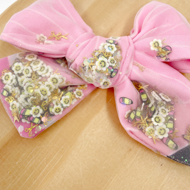 READY TO SHIP-Pre-filled Back to School Pencil Sheer Shaker JB Effortless Bow Strips - Closed Edge