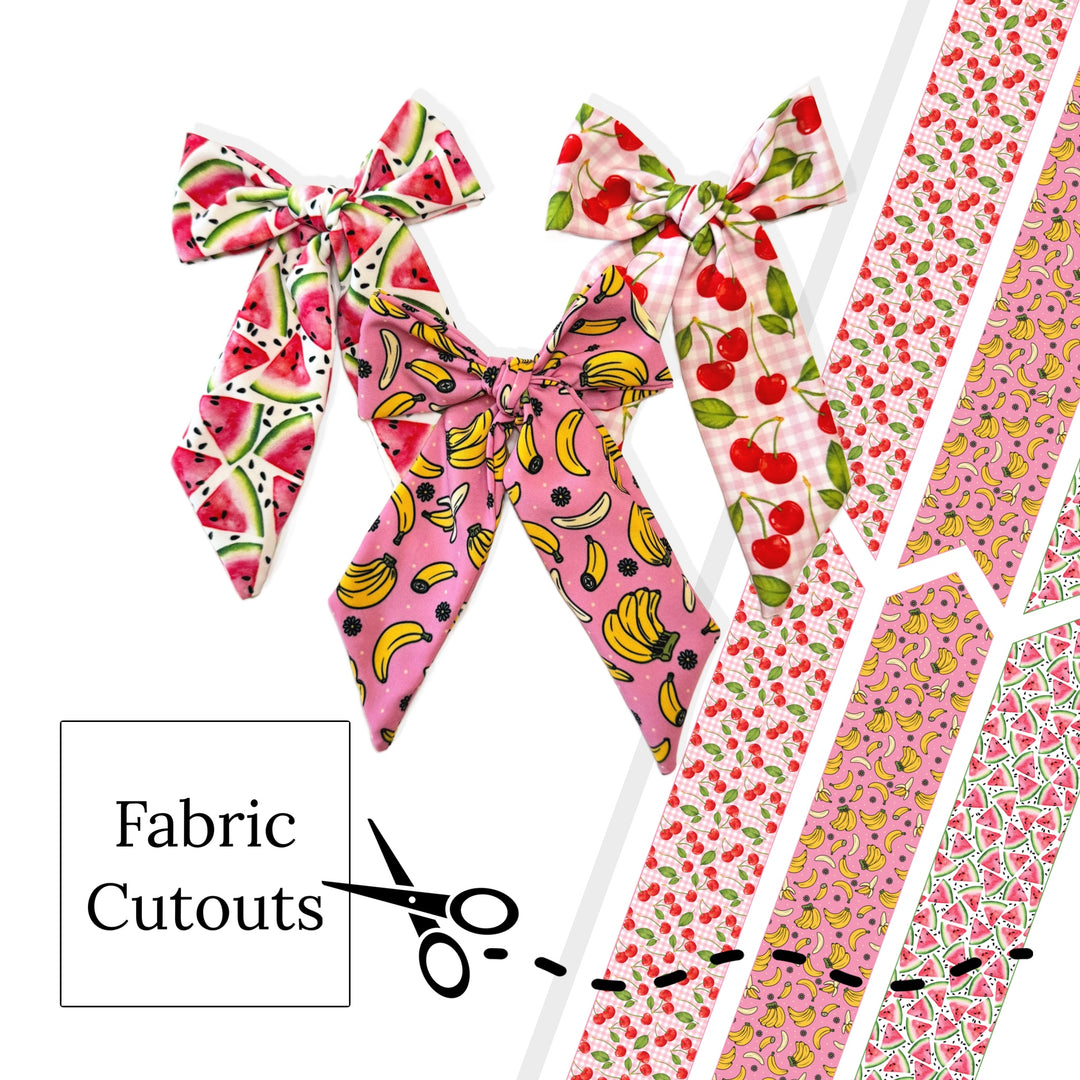 Sweet & Fruity Long Tail DIY Polyester Sewing Template Hair Bows