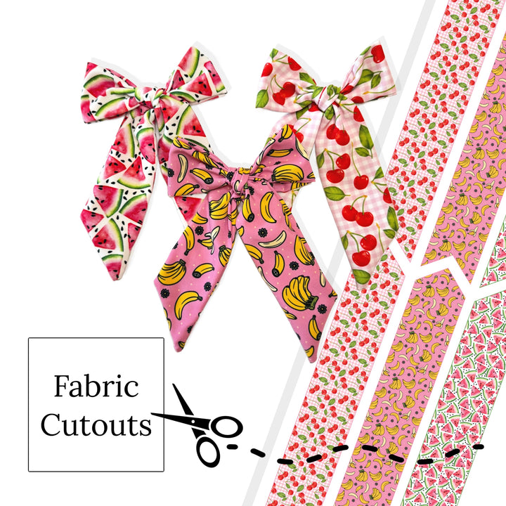Sweet & Fruity Long Tail DIY Polyester Sewing Template Hair Bows