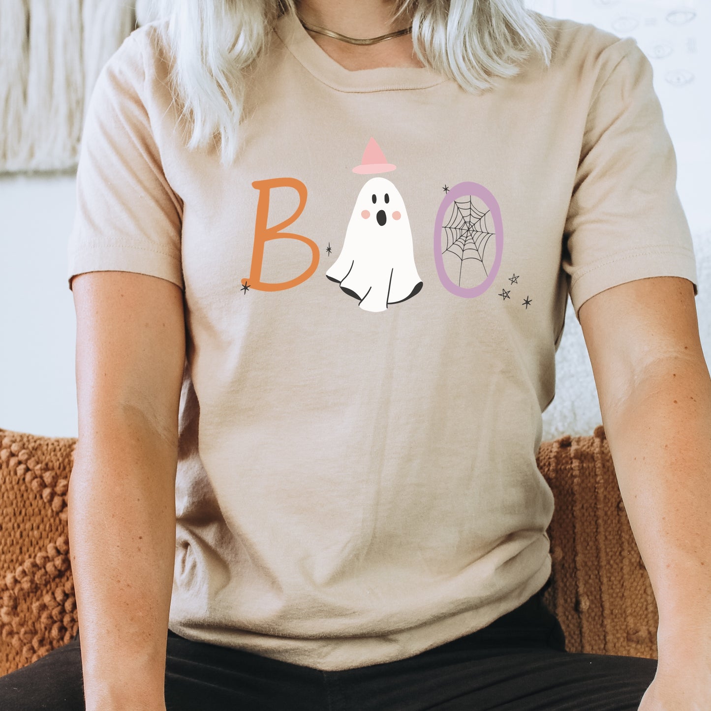 Animated "Boo" ghost iron on heat transfer