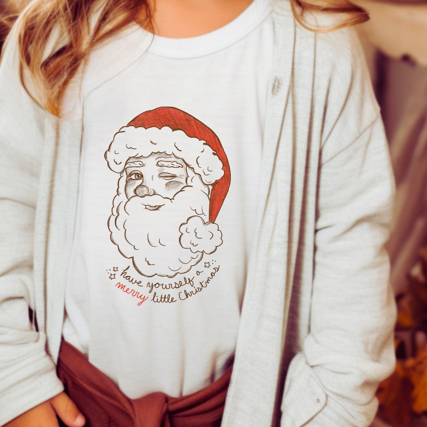 Merry Little Christmas Santa Holiday Iron On Heat Transfer