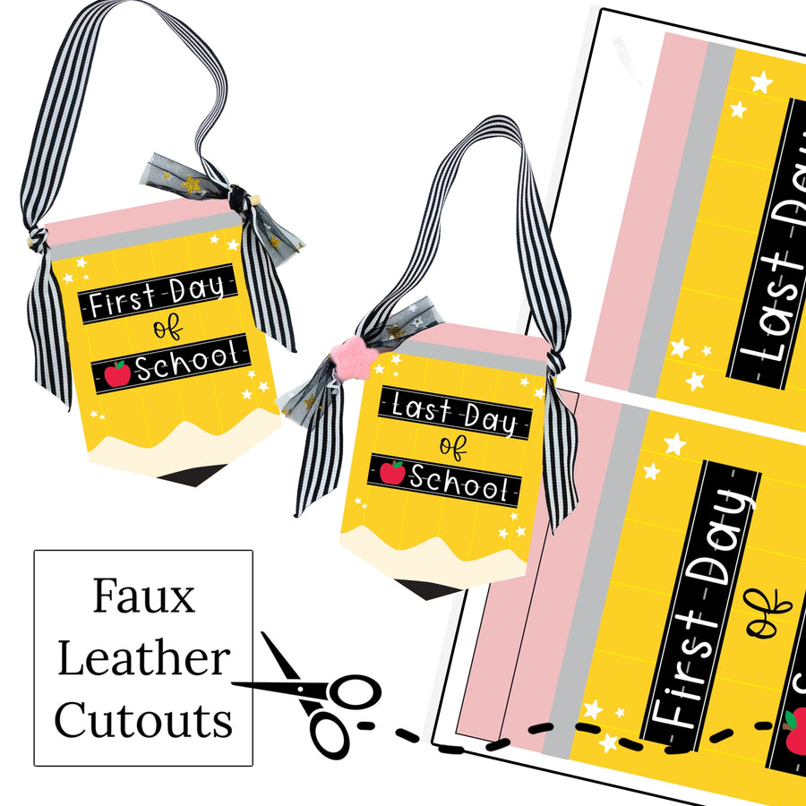 mini first and last day of school diy sign faux leather - School Banner