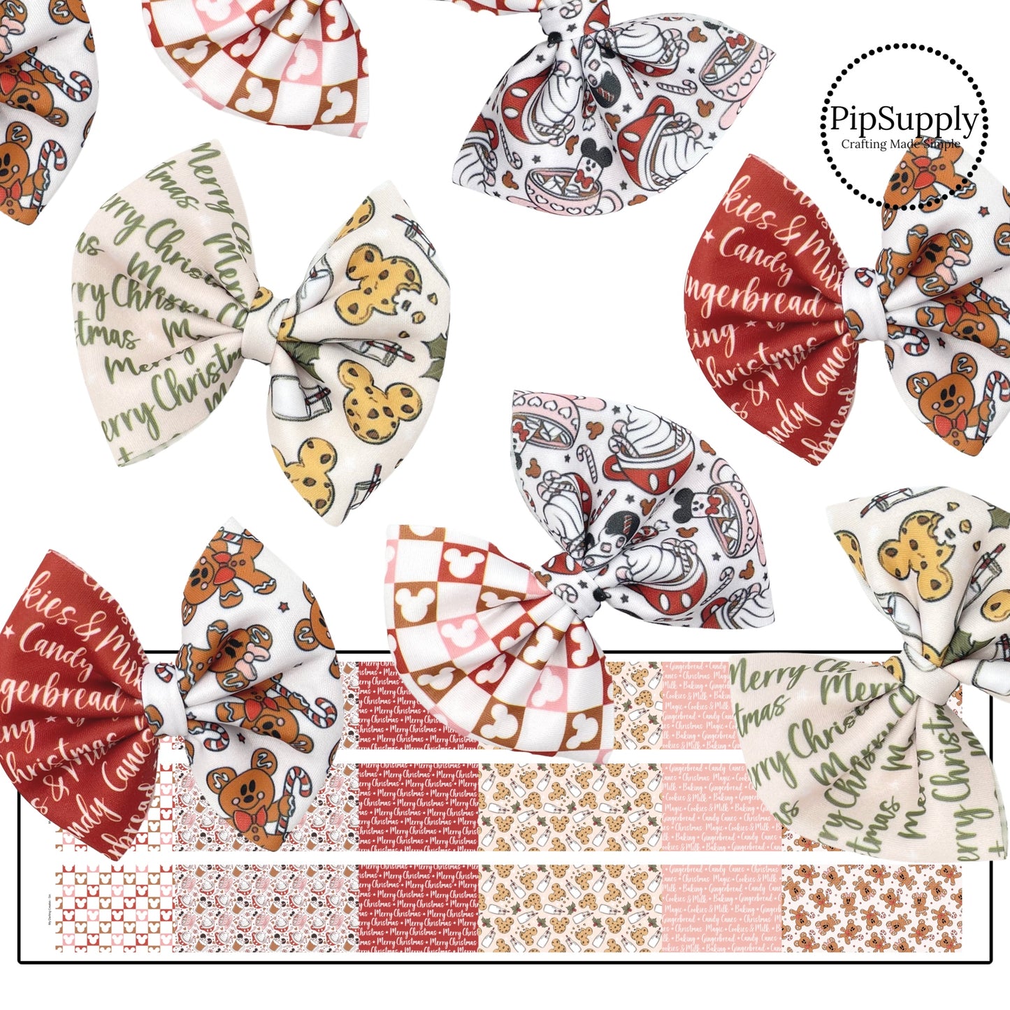 Holiday Mouse Treats Neoprene Pinch Hair Bows