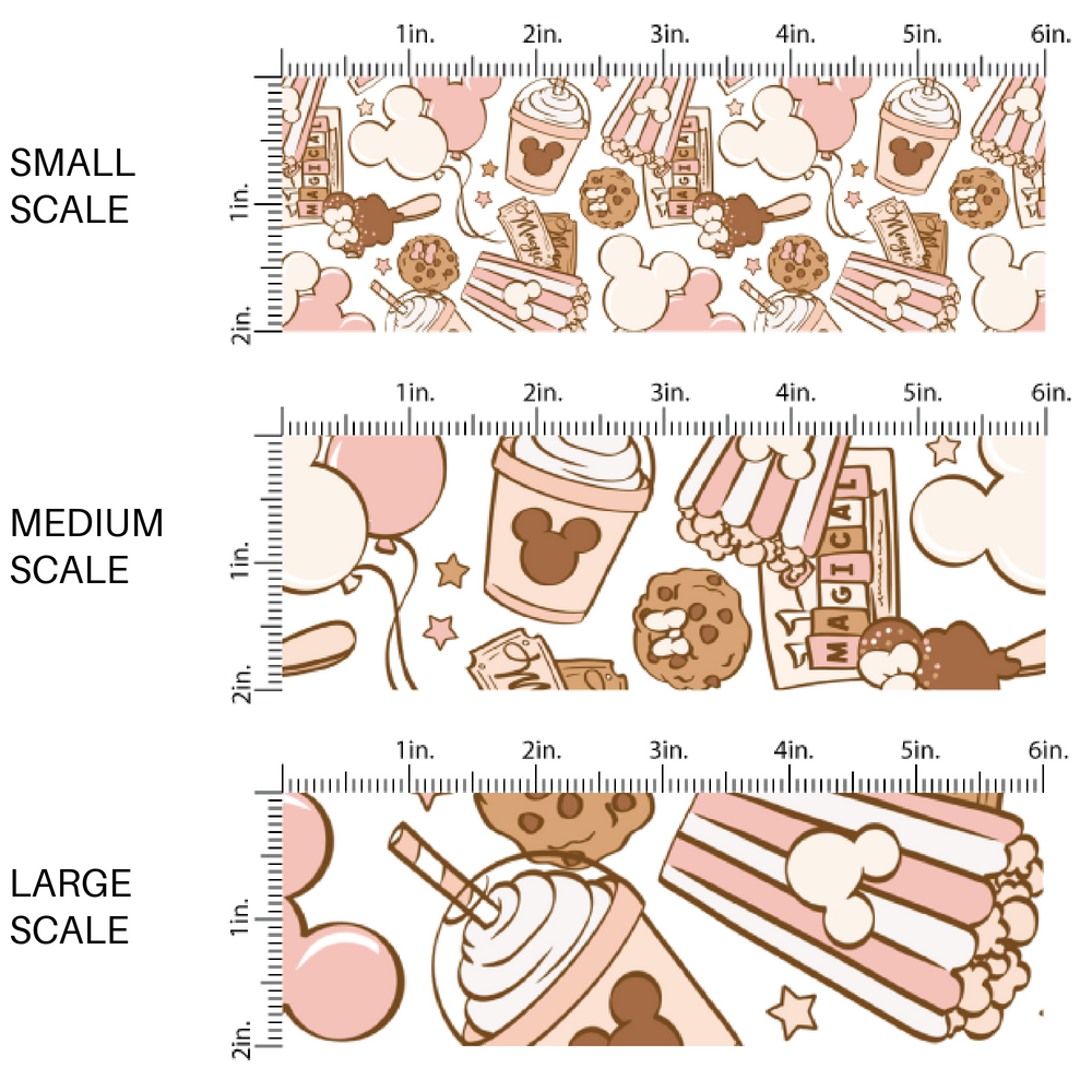 Neutral Mouse Park Snacks on White Fabric by the Yard scaled image guide.