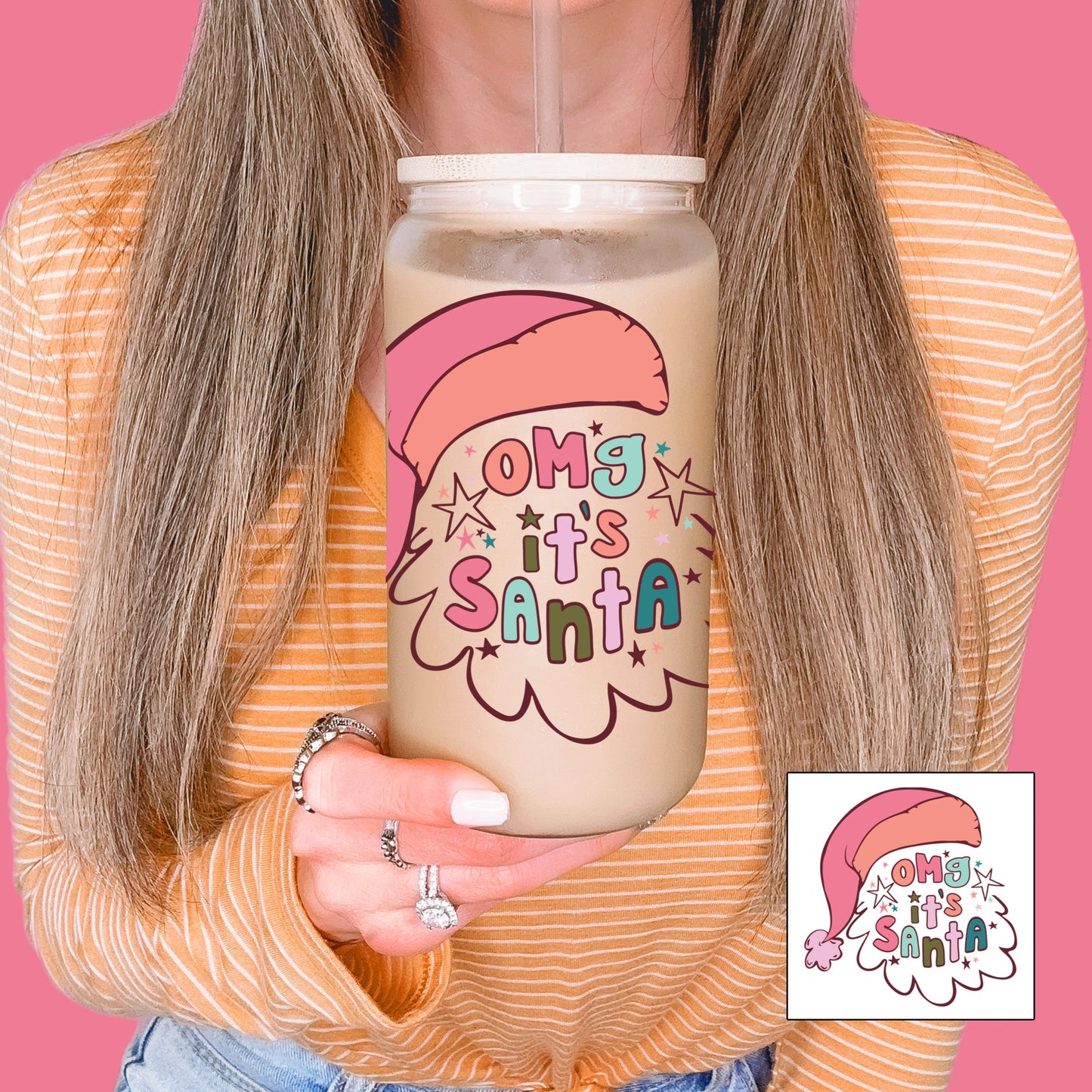 "OMG, It's Santa" Christmas UV DTF Transfer Decal