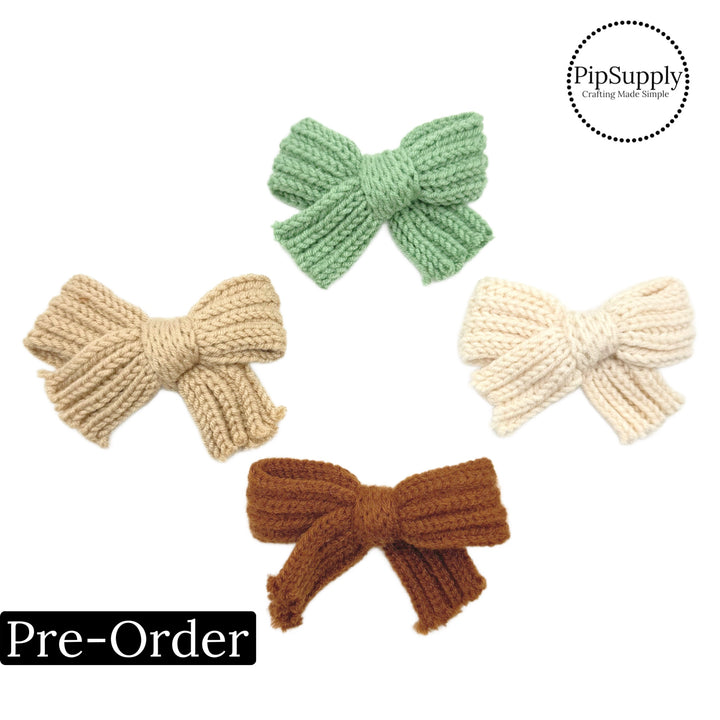 PRE-ORDER Soft Crocheted Autumn Tied Hair Bows w/Clip (estimated to ship the week of 10/21)