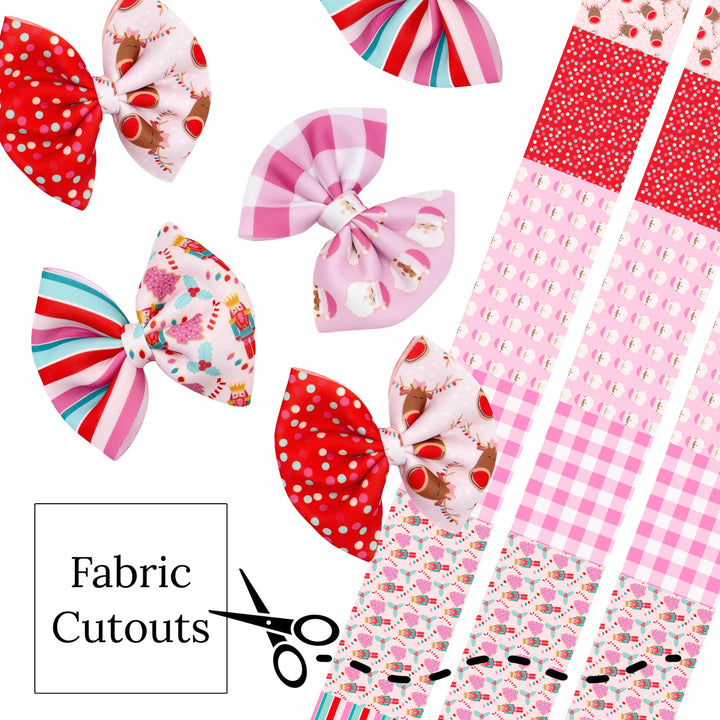 Pink Christmas Fun Pinch Neoprene DIY Hair Bows
