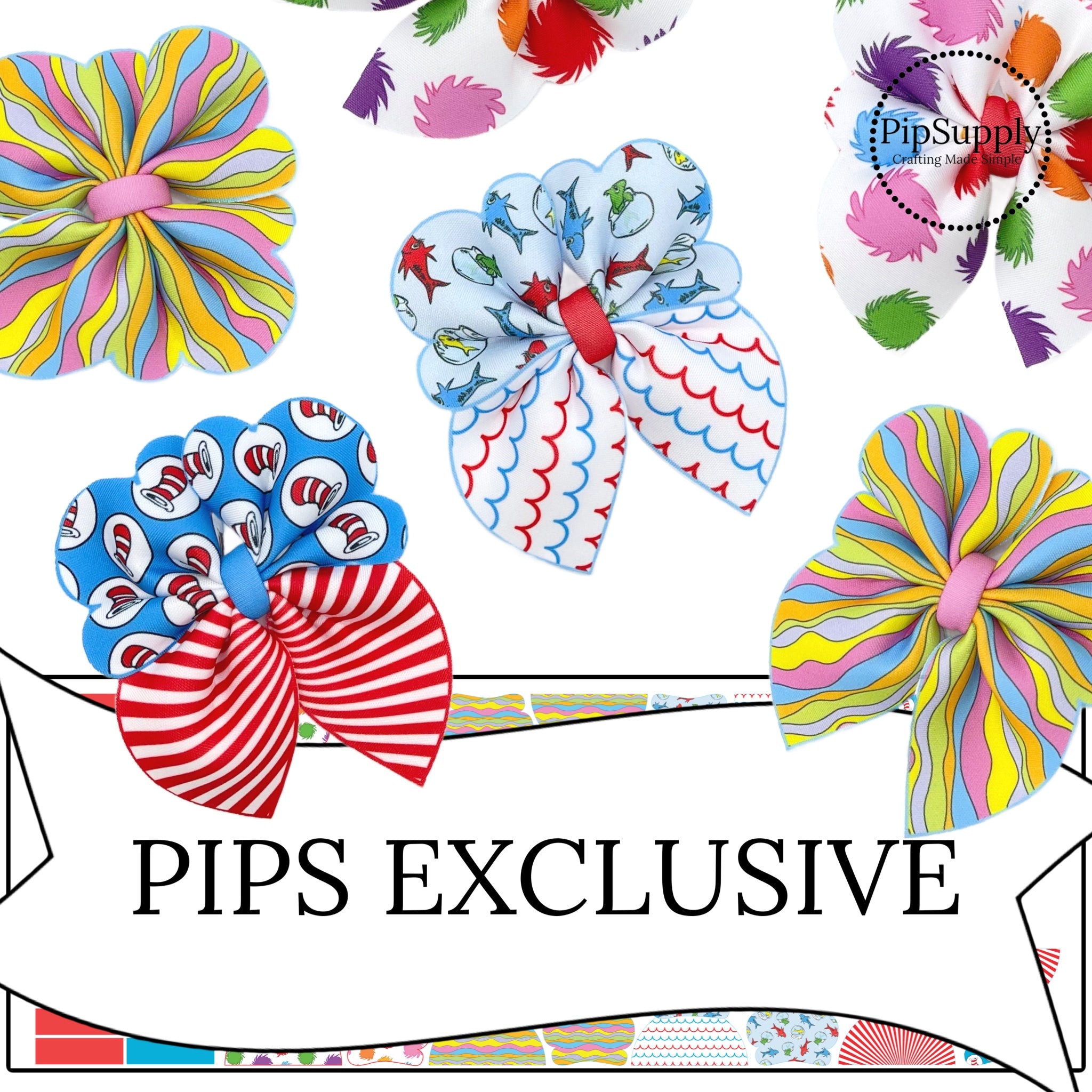 Waves Trees and Fish Reading Character Hair BowsPlaces You Go Shapes