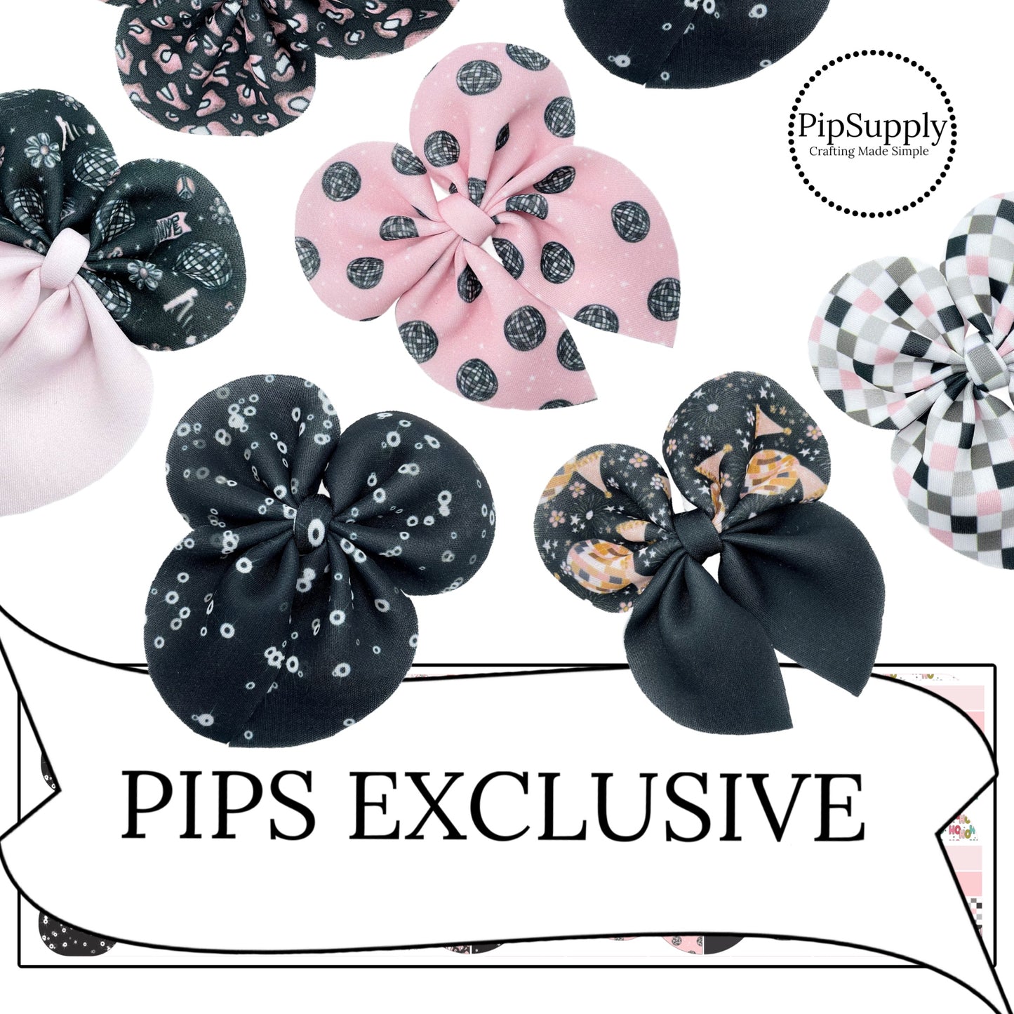 Leopard Print, Checker, and Disco New Years Neoprene Bubble Sailor Hair Bows