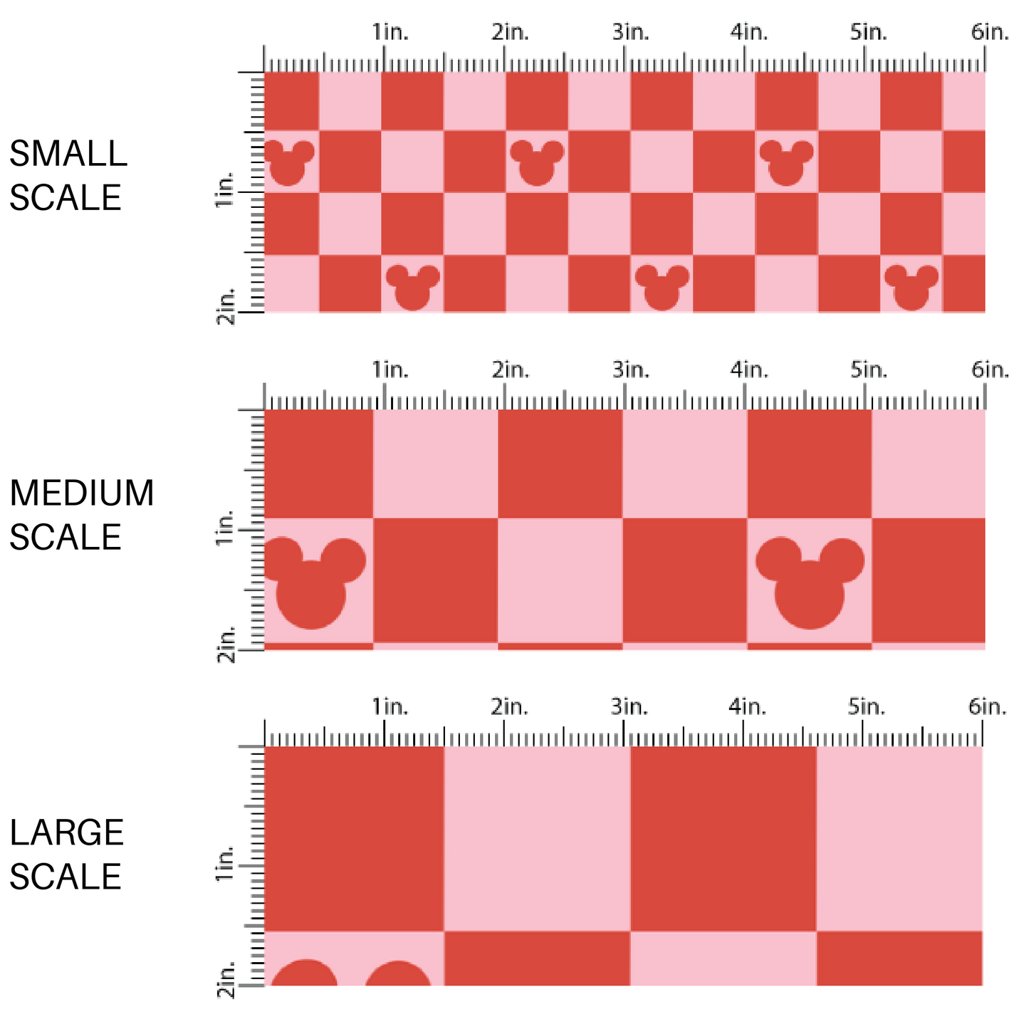 Red and Pink Mouse Checker Fabric By The Yard