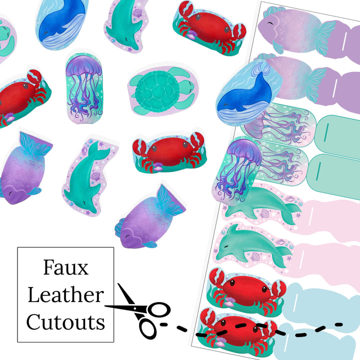 Sea Creatures Faux Leather DIY Snap Clip Covers