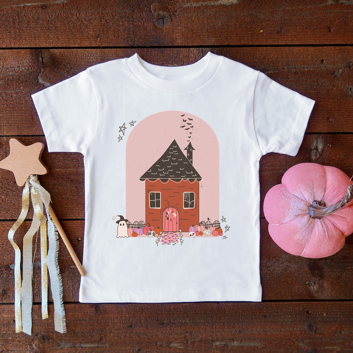 Halloween decorated house iron on heat transfer.