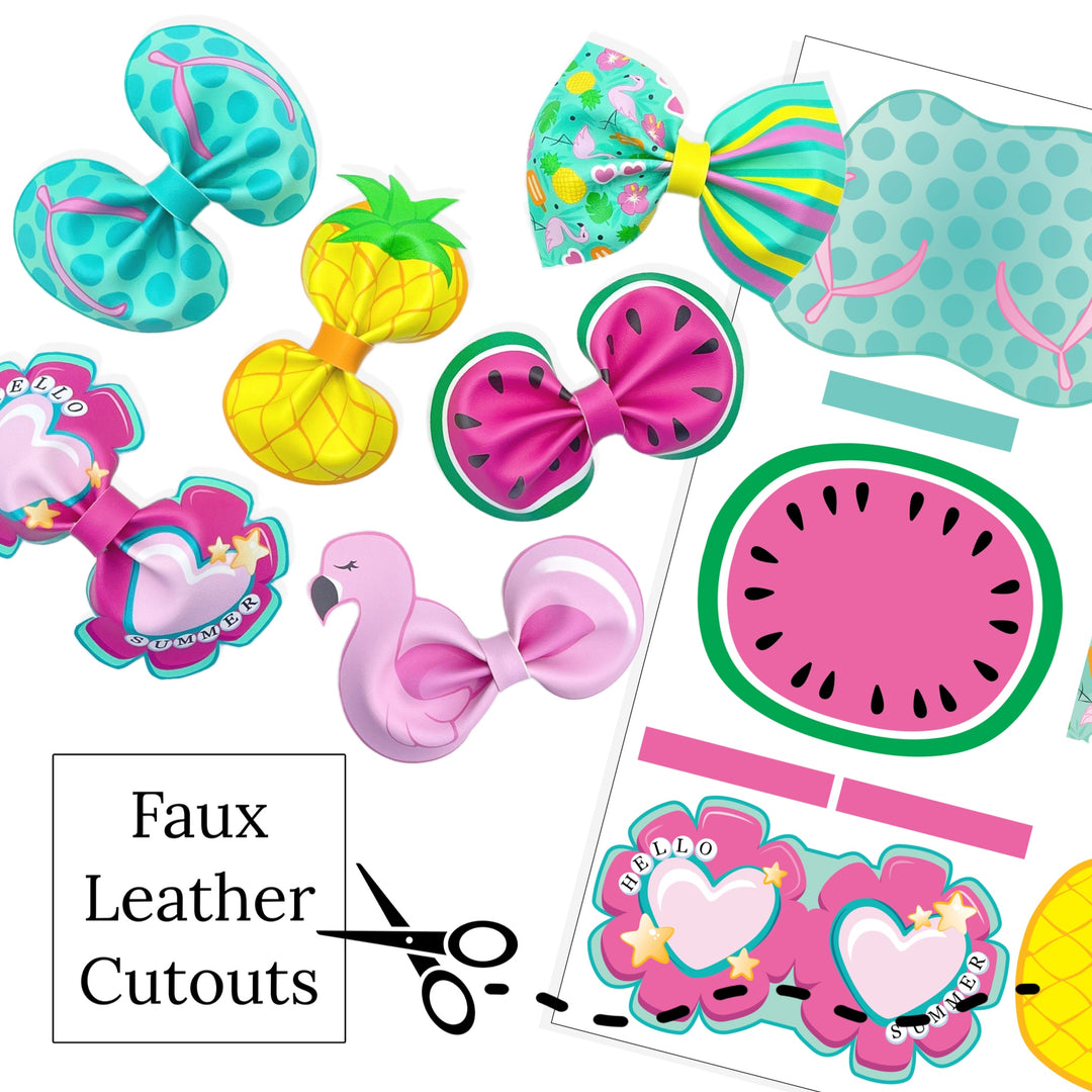 Summer Fun Faux Leather DIY Hair Bows & Craft Cutouts