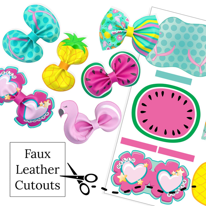 Summer Fun Faux Leather DIY Hair Bows & Craft Cutouts
