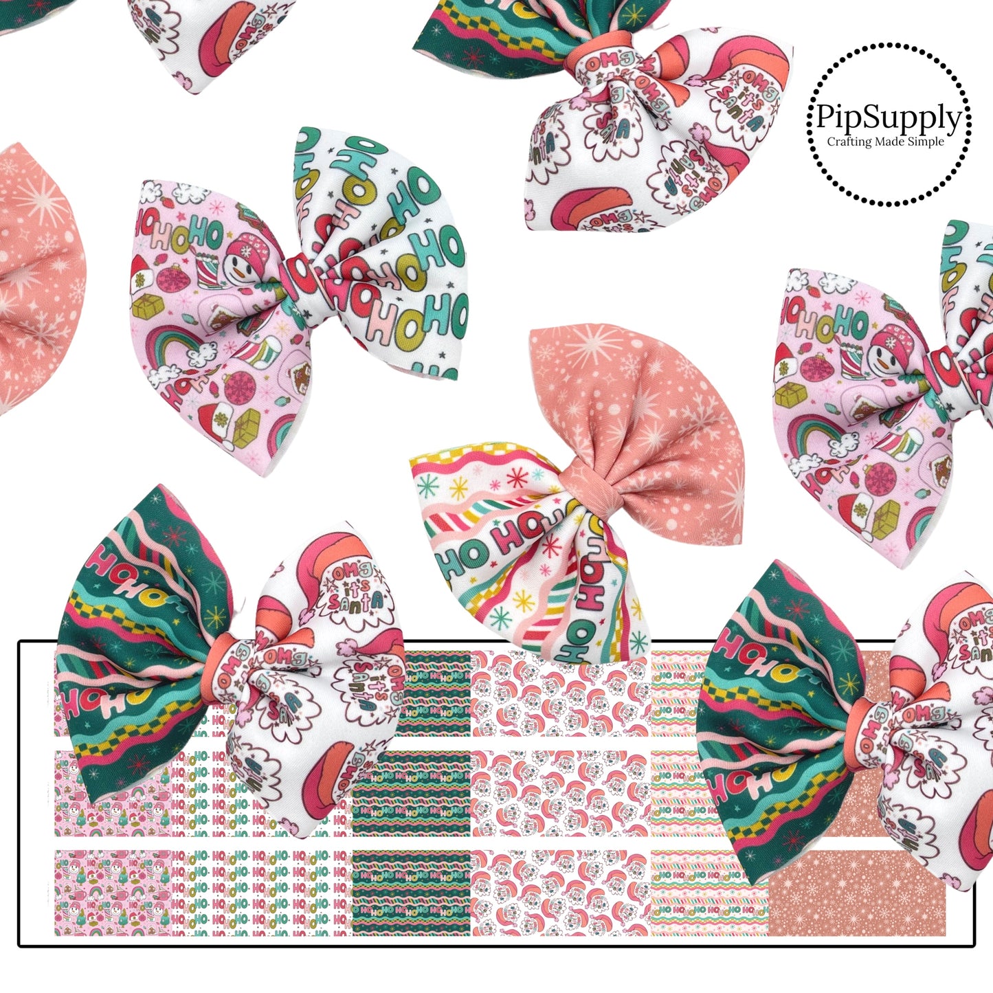Christmas Ho Ho Ho Pinch Neoprene Hair Bows - DIY
