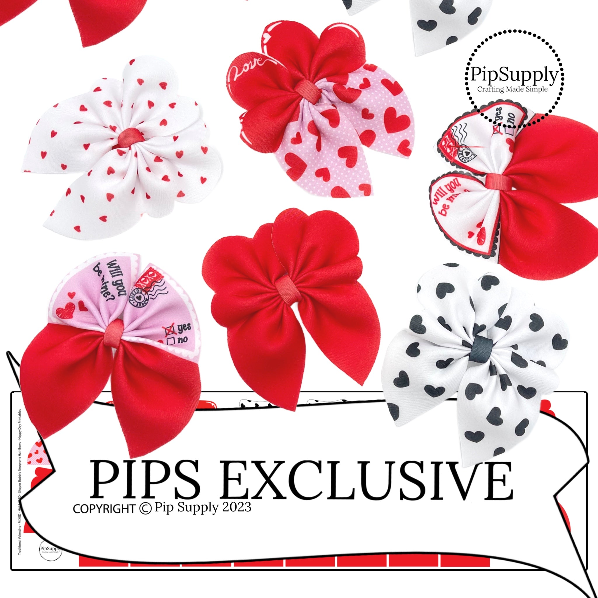 Valentine's Day Neoprene Hair Bow Strip Templates - Pastel Valentine Shapes  Bubble Neoprene Hair Bows - DIY - PIPS EXCLUSIVE – Pip Supply