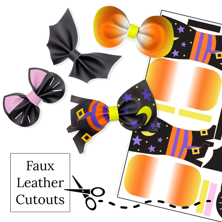 Traditional Halloween Faux Leather DIY Hair Bows & Craft Cutouts