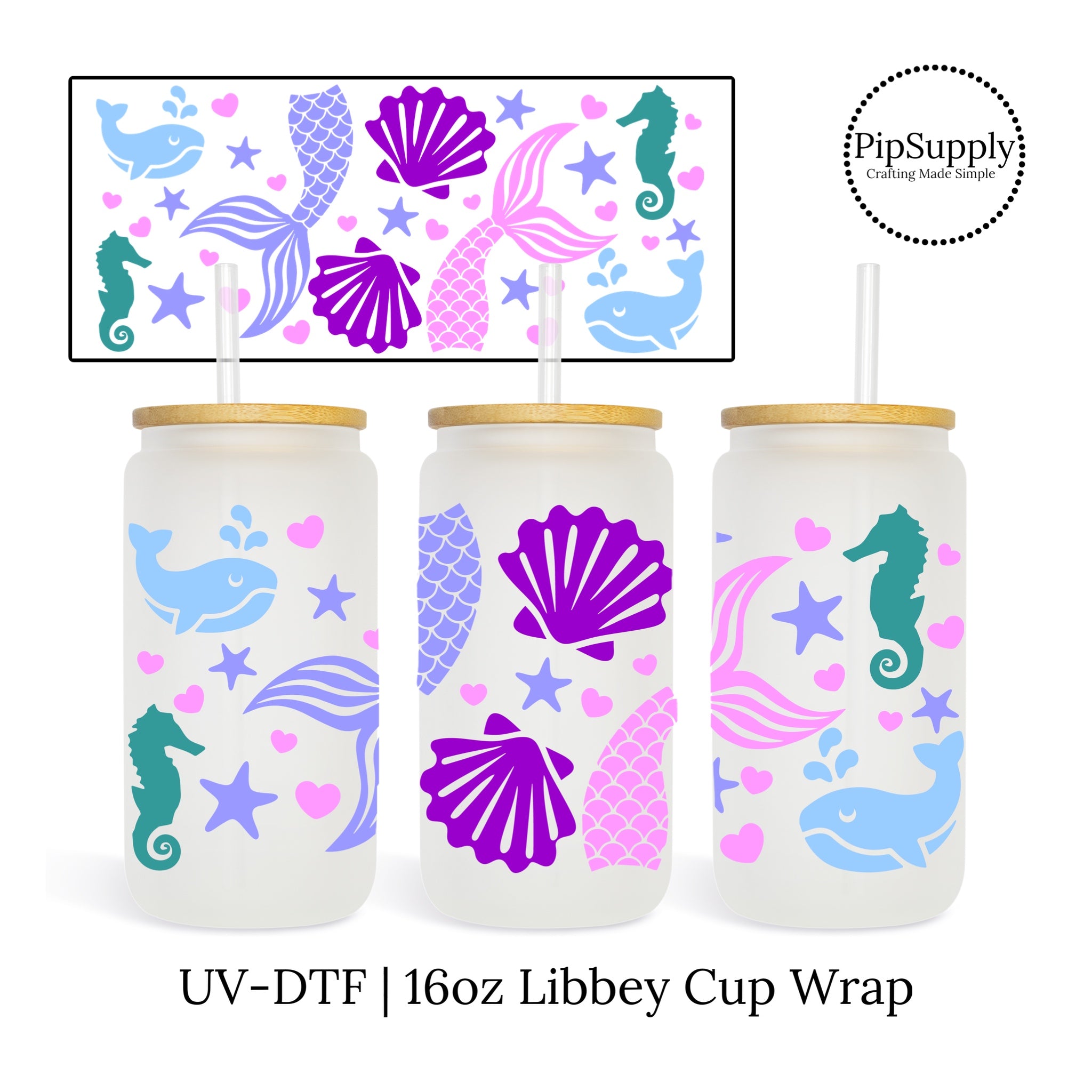 UV DTF - Watercolor Mermaid Libbey cup Wrap