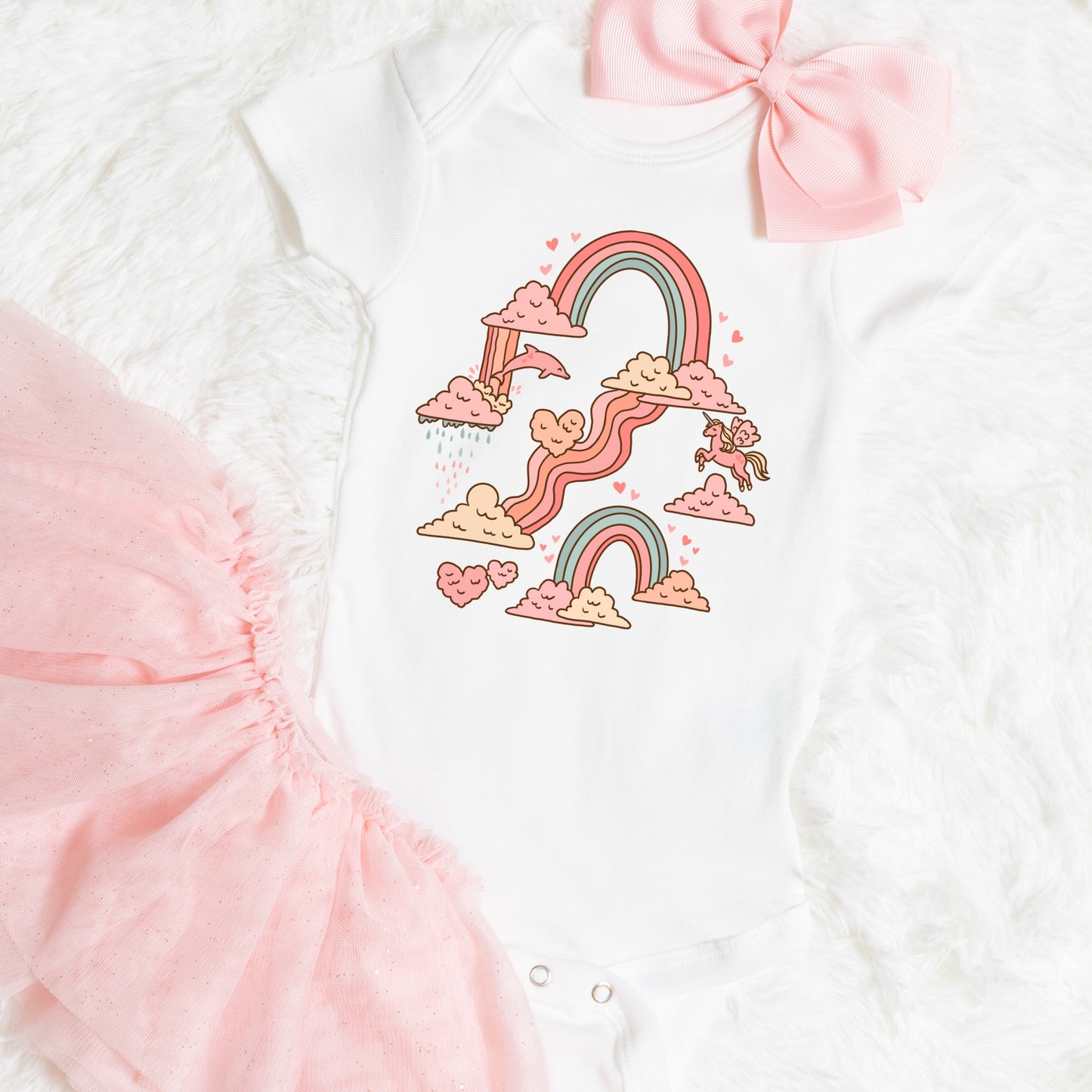Unicorns, Rainbows, Dolphins and Clouds Iron On Heat Transfer