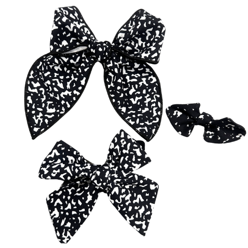 Black White Composition Hair Bow Strips-READY TO SHIP