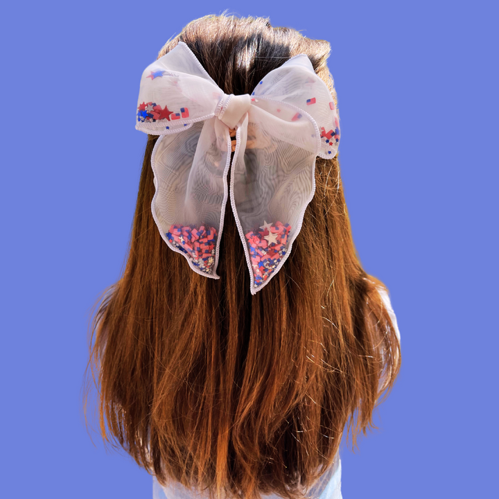 Pre-Filled Glow in the Dark July Sheer Shaker JB Effortless Bow Strips - Serged Edge