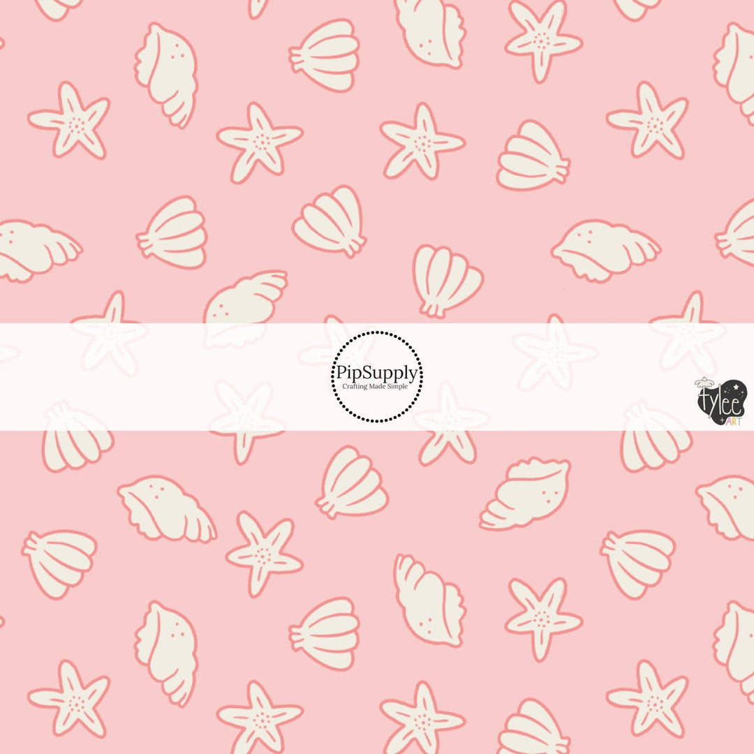 Baby Pink Mermaid Shells Fabric By The Yard
