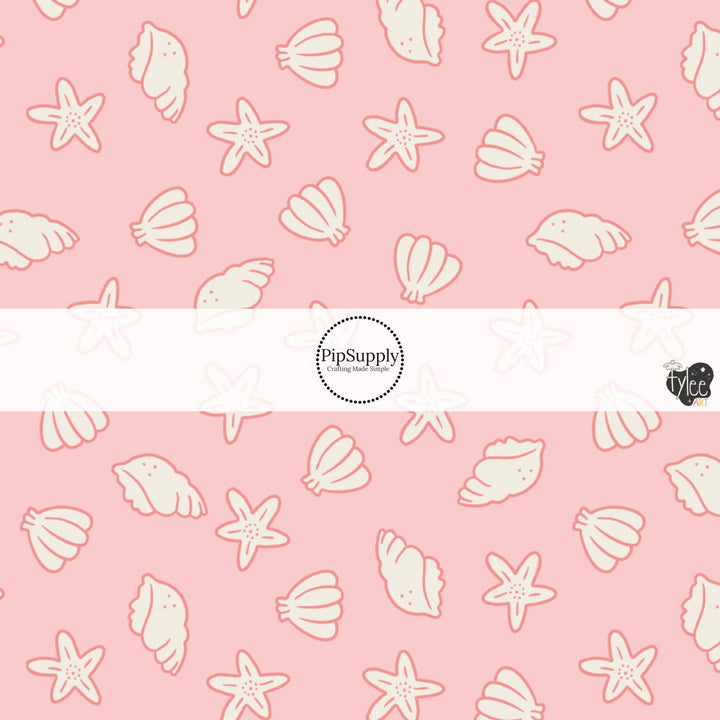 Baby Pink Mermaid Shells Fabric By The Yard