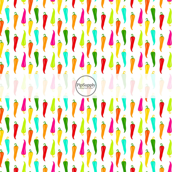 Bright Hot Chili Peppers Fabric By The Yard