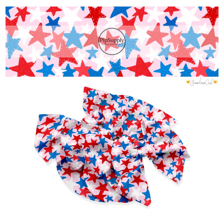 Bright Multi Stars Hair Bow Strips