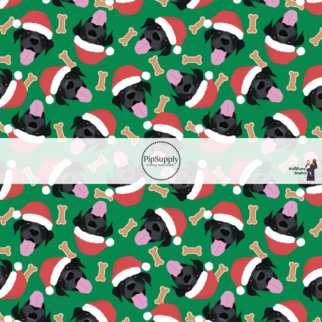 Christmas Black Labs Fabric By The Yard