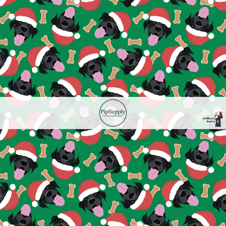 Christmas Black Labs Fabric By The Yard