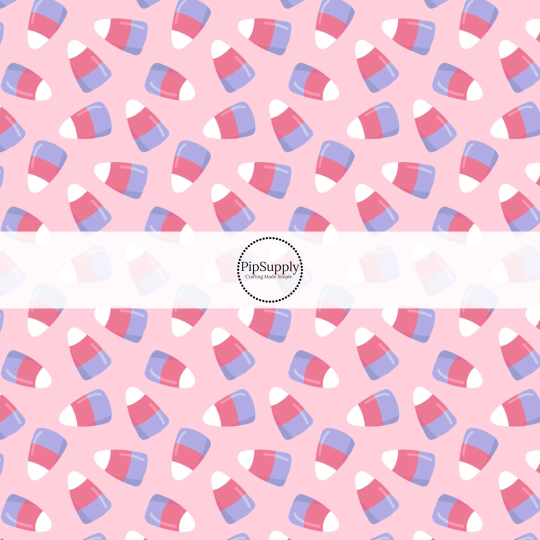 Candy Corn on Pink Fabric By The Yard