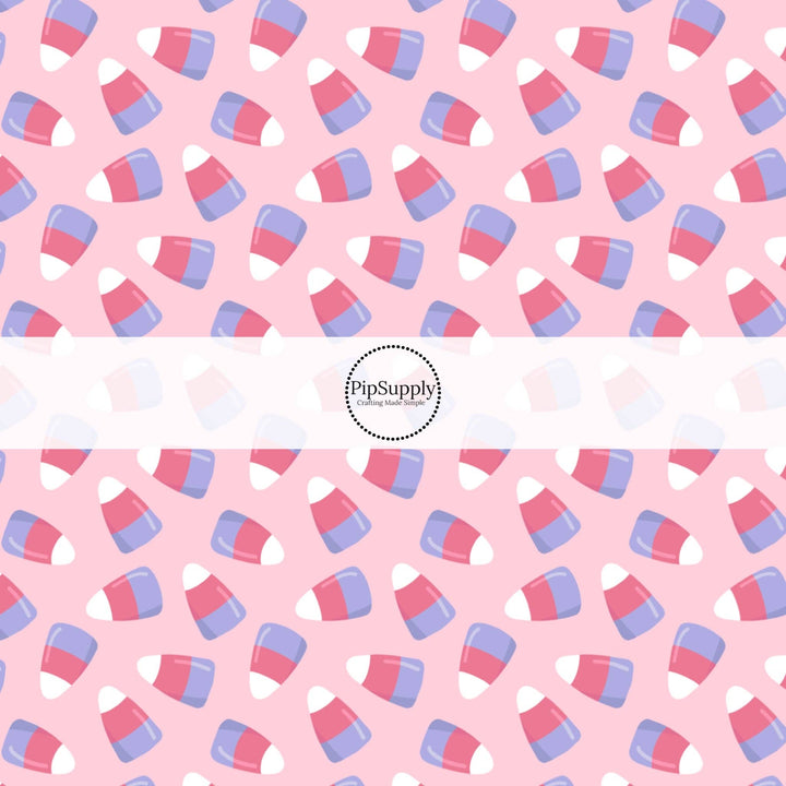 Candy Corn on Pink Fabric By The Yard
