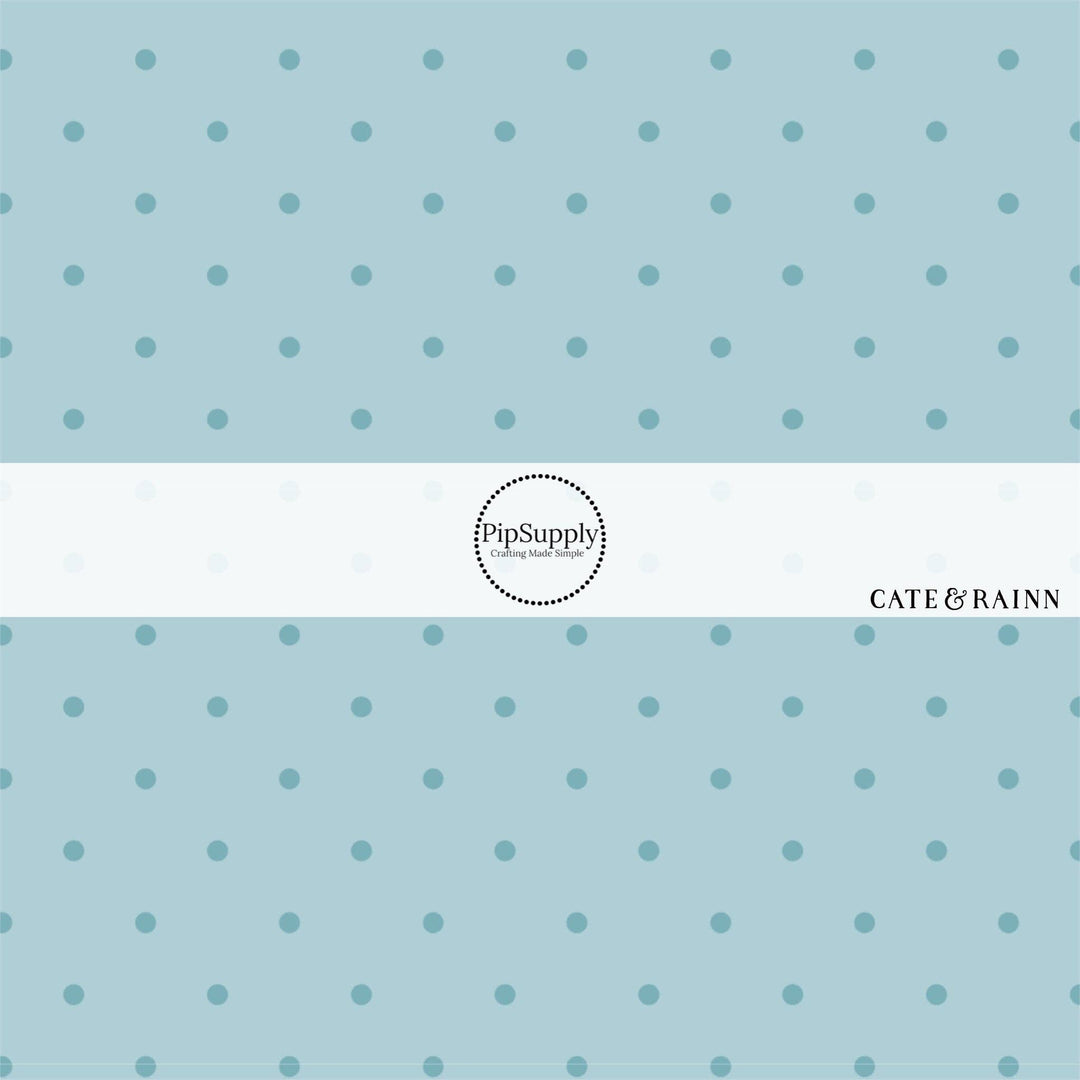 Baby Blue Polka Dots Hair Bow Strips