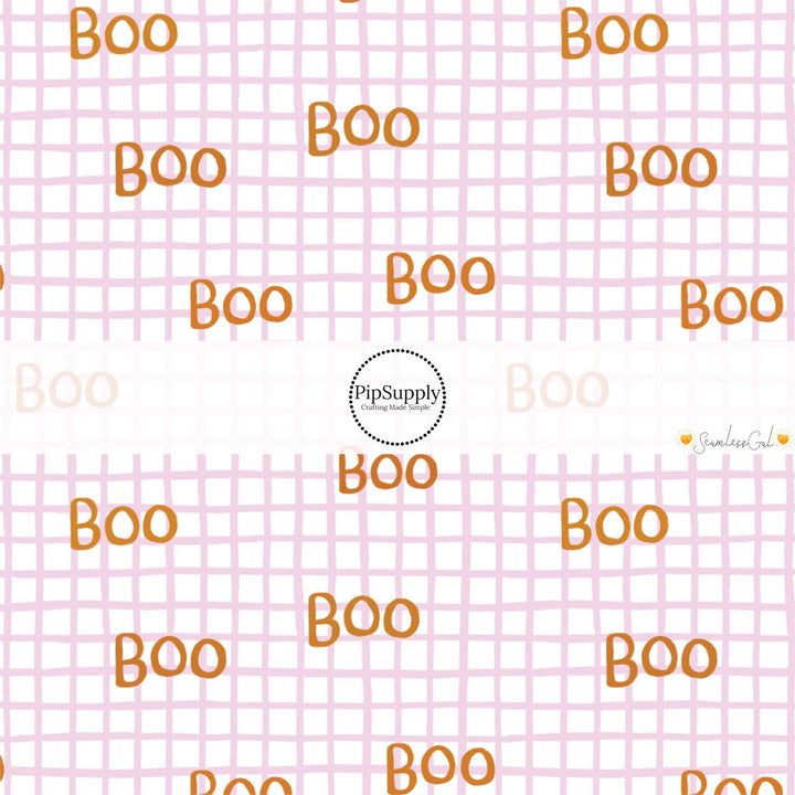 Boo on Lilac Grid Fabric By The Yard