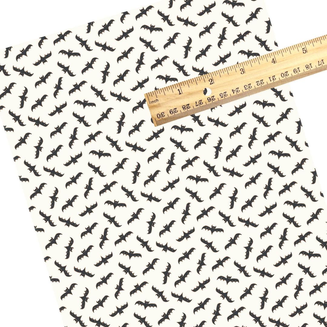 Charcoal Orange Bats on Cream Faux Leather Sheets