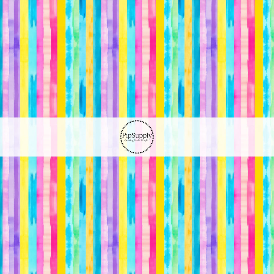 These summer themed fabric by the yard features beach umbrella stripes. This fun pattern fabric can be used for all your sewing and crafting needs!