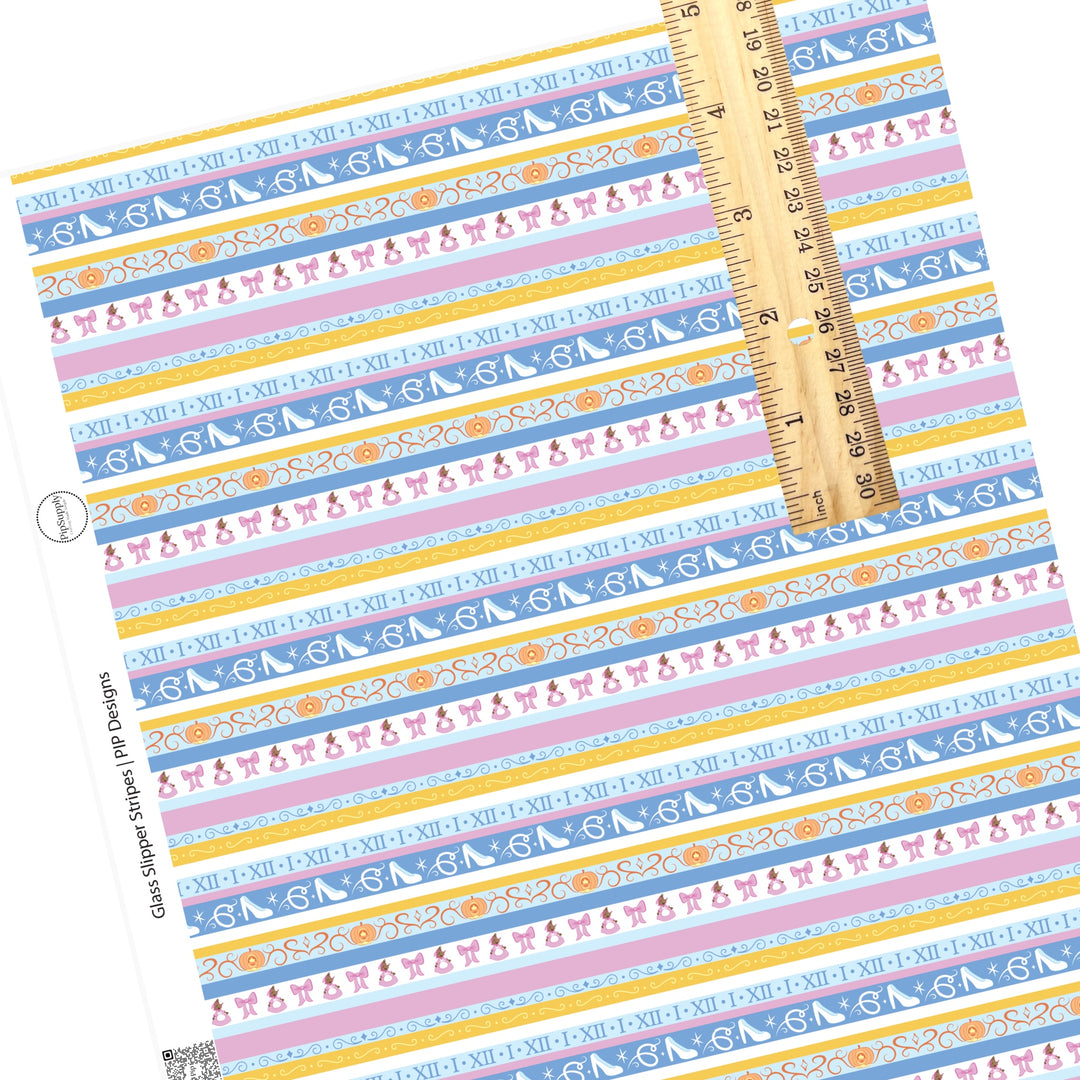 Glass slipper princess blue and pink stripes faux leather sheets
